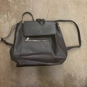 Simons Black Leather Backpack